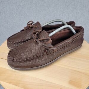 Minnetonka Moosehide Classic Moccasin Mens 11 Brown Leather Slip On Loafers 892